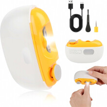 Elektrische nagelknipper 3-in-1 met vijl, LED-verlichting, stille veiligheidsuitschakeling, geschikt voor baby's, kinderen en volwassenen.