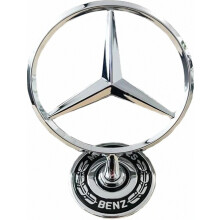 Origineel vervangend embleemster voor C-, E-, CLK- en S-klasse, zwart embleem 90 mm voor de grille.