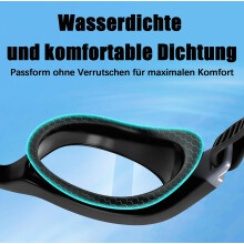 Schwimmbrille für Erwachsene (Damen und Herren), beschlagfrei, UV-beständig, weicher integrierter Nasensteg, UV-Schutz, orbitsichere Abdicht