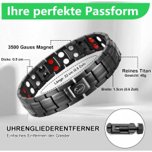 Titan Magnetarmband für Herren, verstellbares Armband mit Abnehmwerkzeug, Schmuckgeschenkbox, 3500 Gauss