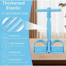 Cuerda de tracción con pedal para entrenamiento abdominal, banda de resistencia de goma de 6 tubos para entrenamiento en casa, abdominales,