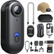 4K-vartalokamera äänen ja videon tallennuksella, vedenpitävä, magneettinen 360 asteen pidike, 120 minuutin akku, pyöräilyyn ja