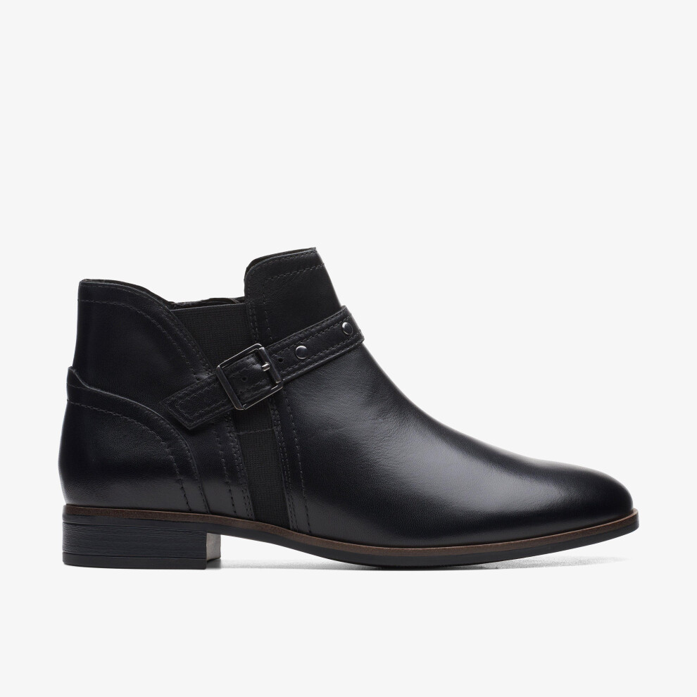 Clarks Women's Black Trish Strap Leather Ankle Boots | Size: 5.5/Standard Fit - Image 6