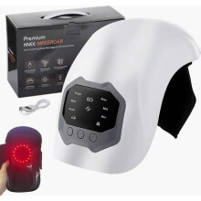 Knee Massager with Heat and Red Light, 2000mAh Battery, 3 Temperature Settings, Vibration, LED Touchscreen, Ideal for Jo