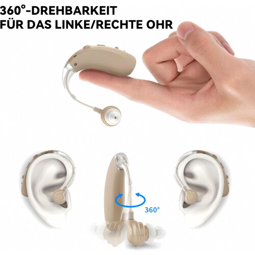 Wireless Ear Hook Hearing Amplifier, USB Rechargeable, Behind-The-Ear Hearing Aid, High Volume, Silver 1