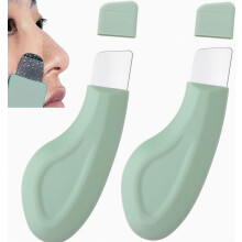 Pack of 2 Blackhead Remover Kit Silicone Nose Cleaner and Stainless Steel Face Scraper Deep Pore Cleaning Tools for Faci