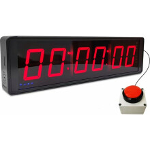 6-Digit Competition Timer with Stopwatch Button, Fitness Interval Training Timer, LED Digital Wall Clock for Gym, Games