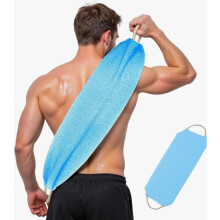Long Handled Double Sided Back Brush, Back Scrubber and Cream Applicator for Shower, Exfoliating and Skin Care, Blue