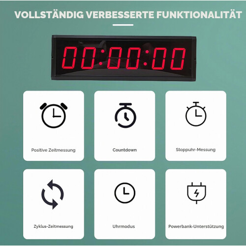 6-Digit Competition Timer with Stopwatch Button, Fitness Interval Training Timer, LED Digital Wall Clock for Gym, Games 1