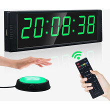 Countdown Timer with Start Stop Button, Digital Stopwatch with Remote Control, 12 24H LED Wall Clock, Interval Timer for