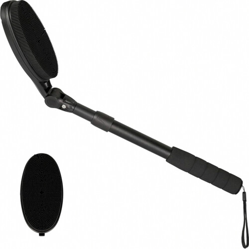 Silicone Body Brush with Adjustable Angle and Extendable Handle, Foldable Back Scrubber for Bathroom, 1 Attachment, Deep