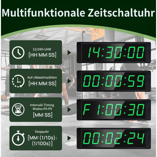 Countdown Timer with Start Stop Button, Digital Stopwatch with Remote Control, 12 24H LED Wall Clock, Interval Timer for 1