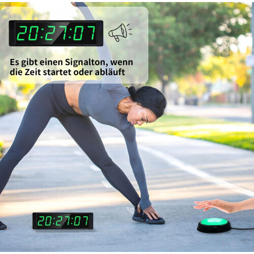 Countdown Timer with Start Stop Button, Digital Stopwatch with Remote Control, 12 24H LED Wall Clock, Interval Timer for 2