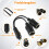 Car and Motorcycle Cigarette Lighter Plug Adapter, 2 Way Car Cigarette Lighter Distributor, Cigarette Lighter Coupler, E 3