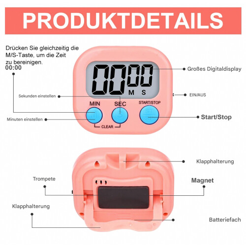 16 Pack Digital Timer, Multifunctional Electronic Timer, Mini Stopwatch with Loud Alarm, Ideal for Kitchen, Games, Teach 1