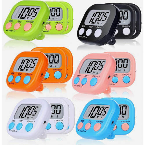 16 Pack Digital Timer, Multifunctional Electronic Timer, Mini Stopwatch with Loud Alarm, Ideal for Kitchen, Games, Teach 2