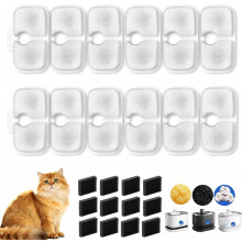 Pack of 12 Cat Fountain Filters for Dockstream Drinking Fountain, Replacement Filter Cartridges with 12 Foam Sponges, Co