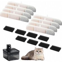 16 Cat Fountain Filters for DPWFP6, Multi-Layer Drinking Fountain Filters with Activated Carbon, Ion Resin and Filter St