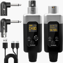 Wireless Microphone Transmitter Receiver, 2.4G 1 to 1 UHF Wireless Audio System, 48V Phantom Power, Compatible with Dyna
