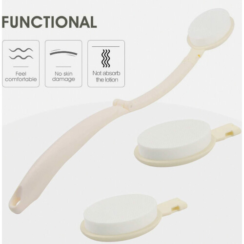Back Creaming Aid with Long Handle, Lotion Applicator with 3 Interchangeable Heads for Smooth Application 2