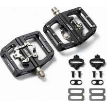 2 in 1 SPD and Flat Pedals, CNC Aluminium Non Slip Click Pedal Set for BMX, MTB, Trekking, Mountain and Road Bikes, 9/16