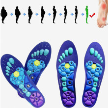 pares de palmilhas magnéticas de acupressão, 2 em 1, de silicone, confortáveis e respiráveis, para pés doloridos, ajustáveis.