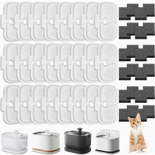 Filtro de reposição para bebedouro de gato compatível com Dockstream, pacote com 24 unidades de carvão ativado e esponjas para PLWF005 PLWF1