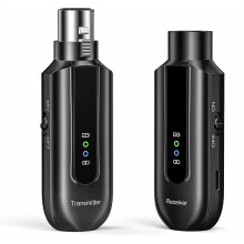 Transmissor e receptor de microfone sem fio XLR 2.4G, adaptador para microfones dinâmicos e condensadores, bateria com duração de 12 horas.