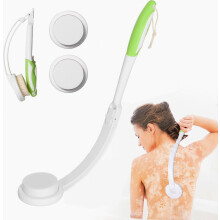 Conjunto de aplicador de creme para as costas com 3 cabeças de escova intercambiáveis, escova extra longa com cabo longo para cuidados diári