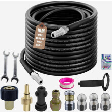 Conjunto de mangueira para limpeza de tubulações de 10 m, compatível com lavadoras de alta pressão K2-K7, 400 bar (5800 PSI), conjunto unive