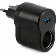 Adaptador de tomada de isqueiro 220 V para 12 V, conversor de energia para carro com porta USB para GPS, câmera veicular e celular, preto.