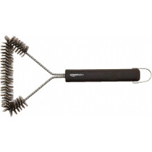 Escova triangular para grelha, 30,5 cm, cerdas pretas, cabo resistente para limpeza de churrasqueiras e grelhas.