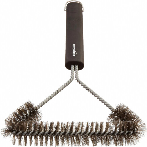 Escova triangular para grelha, 30,5 cm, cerdas pretas, cabo resistente para limpeza de churrasqueiras e grelhas. 2