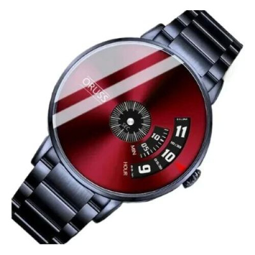 Mens 3ATM ORUSS Designer Red Dusky Technical/Computation Rotating Disc Watch