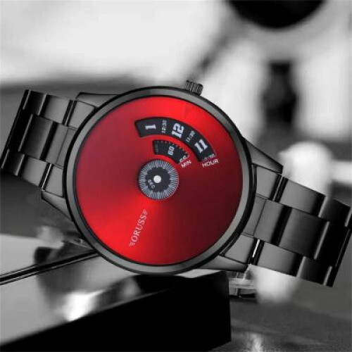 Mens 3ATM ORUSS Designer Red Dusky Technical/Computation Rotating Disc Watch 1