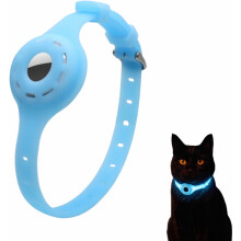 Protetor de coleira ajustável em silicone para gatos e cães de pequeno porte, azul fluorescente, acessório leve para evitar perdas.