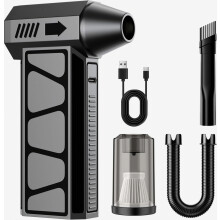 Mini soprador a bateria de 150.000 RPM, soprador de ar elétrico de 4 velocidades, soprador de pó 2 em 1 com bateria de 10.000 mAh, mini aspi