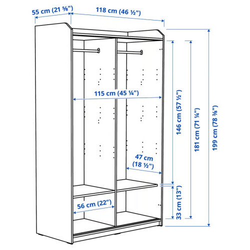 IKEA HAUGA Sliding Wardrobe 118x55x199 1