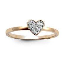 (J) Jewelco London Solid 9ct Gold Pave Set Round H I1 0.07ct Diamond Solitaire-style Love Heart Cluster Ring 6mm - 9R611