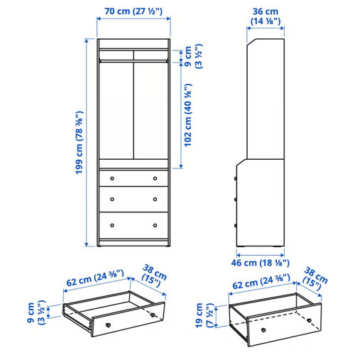 IKEA HAUGA Open Wardrobe 70x46x199 cm 2