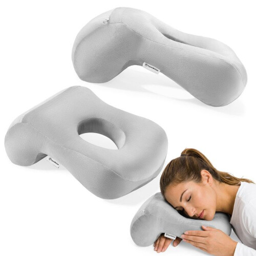 Cuscino da ufficio ergonomico - HYPERMOTION - HyperMotion - Foro traspirante - Supporto per testa e collo - Sfoderabile (grigio)