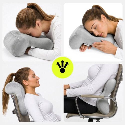 Cuscino da ufficio ergonomico - HYPERMOTION - HyperMotion - Foro traspirante - Supporto per testa e collo - Sfoderabile (grigio) 1