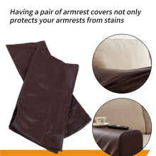 Armchair Arm Covers, 2Pcs Armrest Cover Ultra Thick and Soft PU Leather Stretch Arm Cover for Recliners Sofas Chairs B