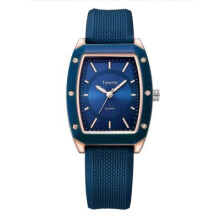 "Timetti" Ladies / Youth Quartz Blue and Rose Gold Tonneau-Shaped Wristwatch