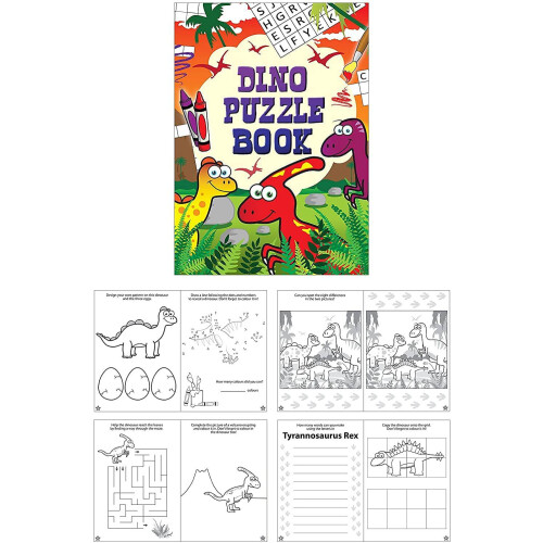 (1 Book) Mini Dinosaur Colouring Puzzle Books