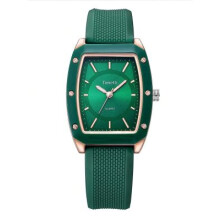 "Timetti" Ladies / Youth Quartz Green and Rose Gold Tonneau-Shaped Wristwatch