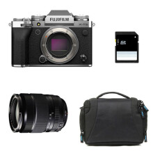 FUJIFILM X-T5 Silver + 18-135mm + Sac + Carte SD 8 Go
