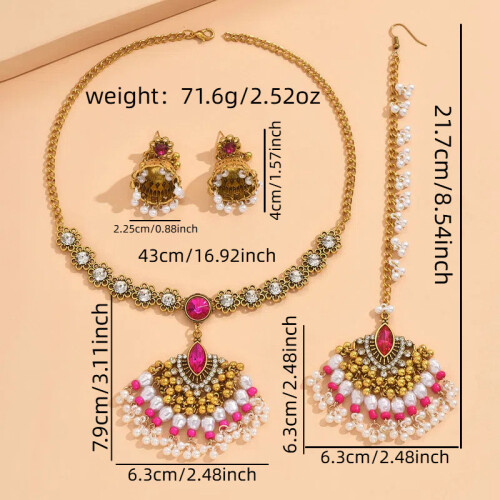 (Rose)Collezione Gioielli Boho Femminile Con Perla Artificiale E Strass Per Donna 2