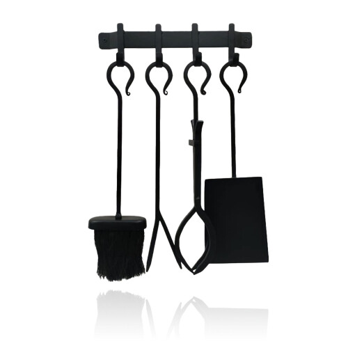 Haardgereedschapset, smeedijzer, wandhouder 1