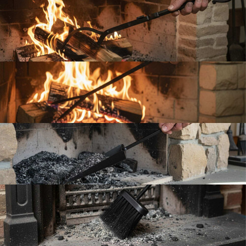 Haardgereedschapset, smeedijzer, wandhouder 2